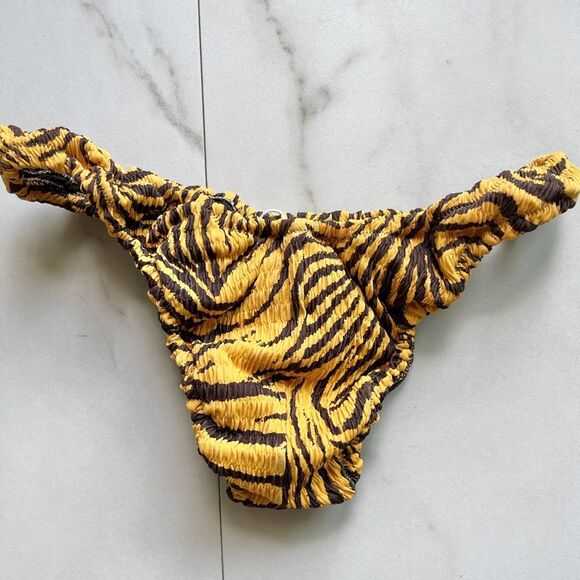 Nwt free people Reina Olga Miami tiger print ribbed bikini thong bottom - Picture 2 of 7